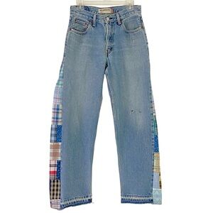 Levi’s 550 Custom Jeans Womens Size 6 Waist 28 Plaid Patchwork Levis Upcycled